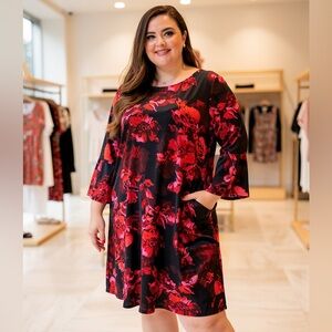 Tommy Hilfiger Floral Fit & Flare Dress Plus Size 16